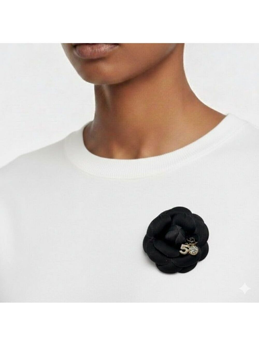 Camellia Style Flower Brooch | Designer-Inspired Luxury Pin | Black Tone